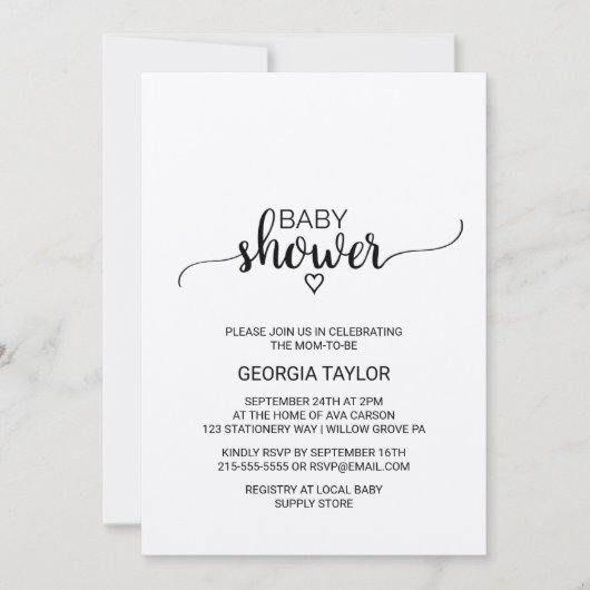 Rustic Kraft Calligraphy Baby shower Kaart (Voorkant)