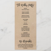 Rustic Kraft Calligraphy Memorial Wedding Programm Programmakaart (Achterkant)