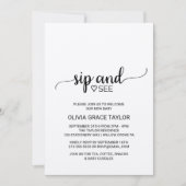 Rustic Kraft Calligraphy Sip and See Kaart (Voorkant)