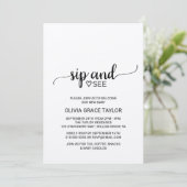 Rustic Kraft Calligraphy Sip and See Kaart (Staand voorkant)