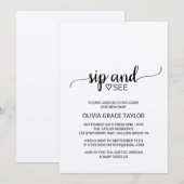 Rustic Kraft Calligraphy Sip and See Kaart (Voorkant / Achterkant)