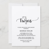 Rustic Kraft Calligraphy Twins Baby shower Kaart (Voorkant)