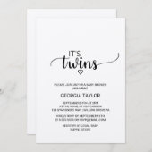 Rustic Kraft Calligraphy Twins Baby shower Kaart (Voorkant / Achterkant)