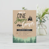 Rustic Kraft Camper Verjaardag Camping Party Kaart (Staand voorkant)