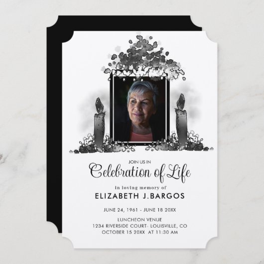 Rustic Kraft Candles Photo Celebration of Life Kaart (Voorkant / Achterkant)