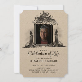 Rustic Kraft Candles Photo Celebration of Life Kaart