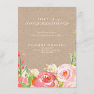 RUSTIC KRAFT CASCADERENDE BLOEMEN hotelkaart Informatiekaartje