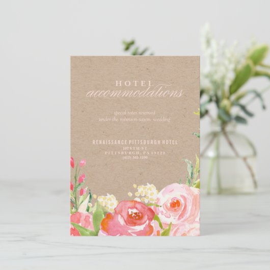 RUSTIC KRAFT CASCADING FLOWERS hotelkaart Informatiekaartje (Staand voorkant)