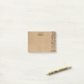 Rustic Kraft Cats Illustratie Gepersonaliseerd Post-it® Notes (Op bureau)