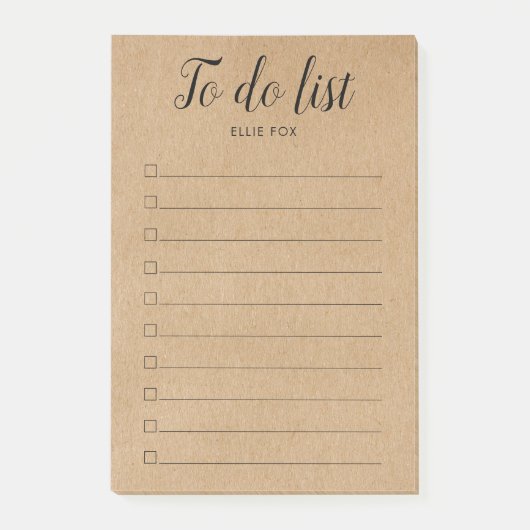 Rustic Kraft Checkbox to-Do List Post-it® Notes (Voorkant)