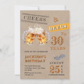 Rustic Kraft Cheers & Beers Elke Leeftijd Verjaard Kaart (Voorkant)