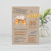 Rustic Kraft Cheers & Beers Elke Leeftijd Verjaard Kaart (Staand voorkant)