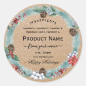 Rustic kraft Christmas jam ingredient Label  (Voorkant)