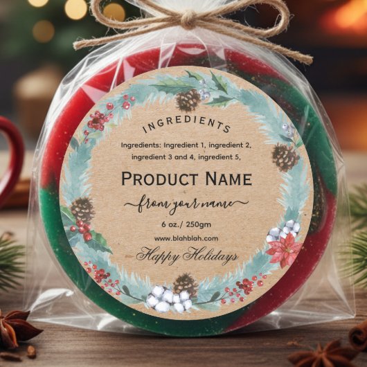 Rustic kraft Christmas jam ingredient Label 
