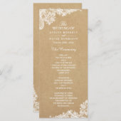 Rustic Kraft Classy White Lace Wedding Programme Programmakaart (Voorkant / Achterkant)