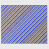 Rustic Kraft Cobalt Blue Stripes Vakantie Cadeaupapier (Vlak)