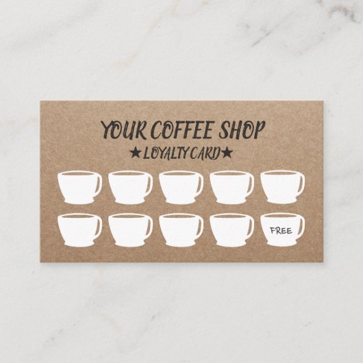 Rustic Kraft Coffee Cups Coffee Loyalty Kaarten (Voorkant)