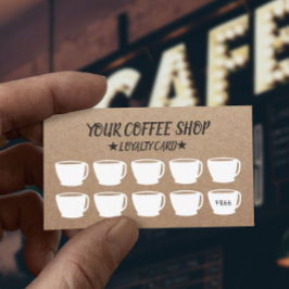 Rustic Kraft Coffee Cups Coffee Loyalty Kaarten