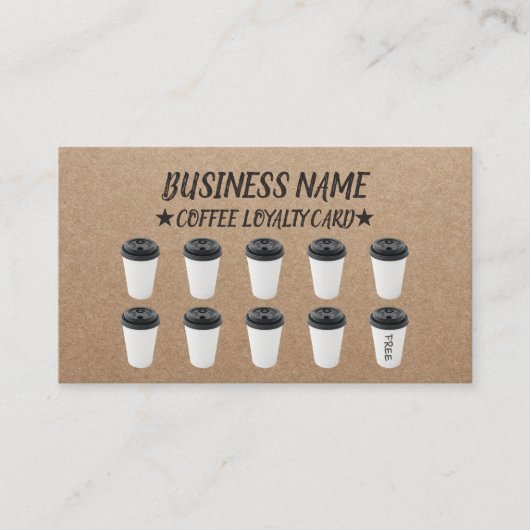 Rustic Kraft Coffee Shop Coffee Loyalty Kaarten (Voorkant)