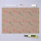 Rustic Kraft Color Winter Spruce & Berries Tissuepapier (Craft)