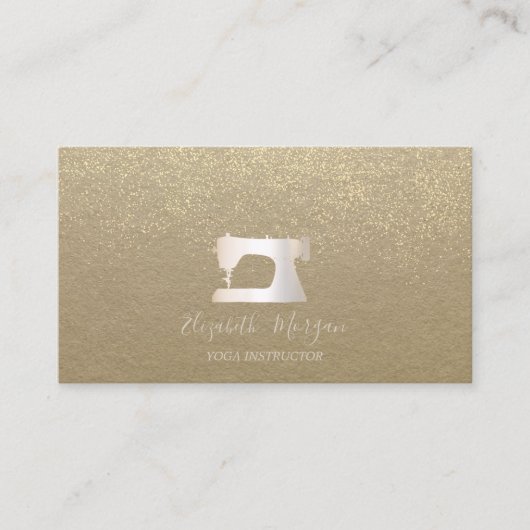 Rustic Kraft Confetti Gold Sewing Machine Visitekaartje (Voorkant)