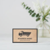 Rustic Kraft Construction Hauling Dump Truck Visitekaartje (Staand voorkant)