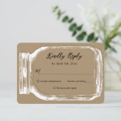 Rustic Kraft Country Burlap Mason Jar Wedding RSVP (Staand voorkant)
