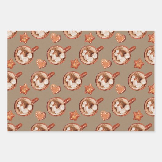 Rustic Kraft Cozy Hot Cocaca and Cookies Inpakpapier Vel (Voorkant 3)