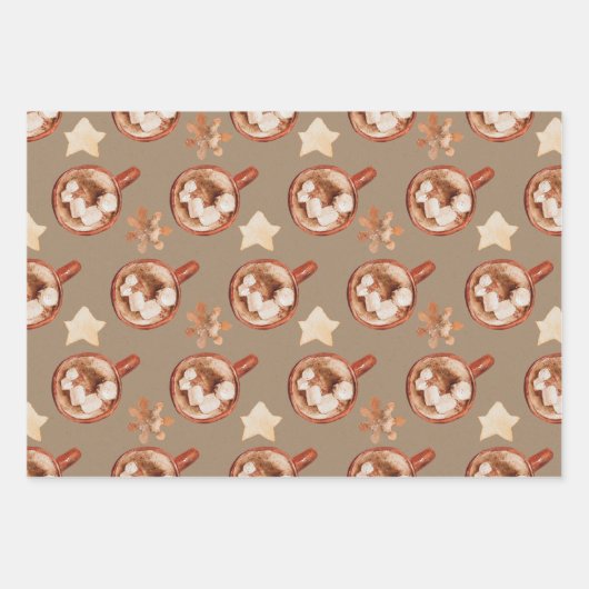 Rustic Kraft Cozy Hot Cocaca and Cookies Inpakpapier Vel (Voorkant 2)