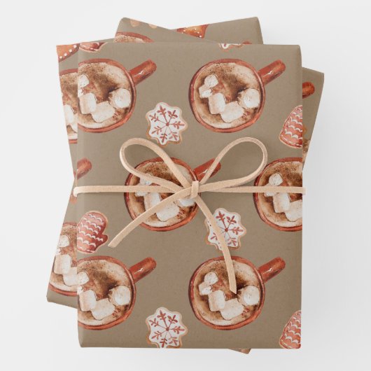 Rustic Kraft Cozy Hot Cocaca and Cookies Inpakpapier Vel (In situ)