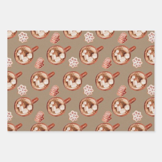 Rustic Kraft Cozy Hot Cocaca and Cookies Inpakpapier Vel (Voorkant)