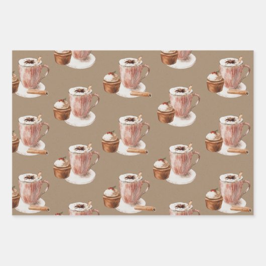 Rustic Kraft Cupcakes Coca & Lattes Inpakpapier Vel (Voorkant 3)