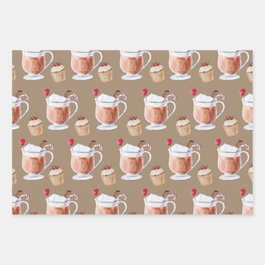 Rustic Kraft Cupcakes Coca & Lattes Inpakpapier Vel (Voorkant)