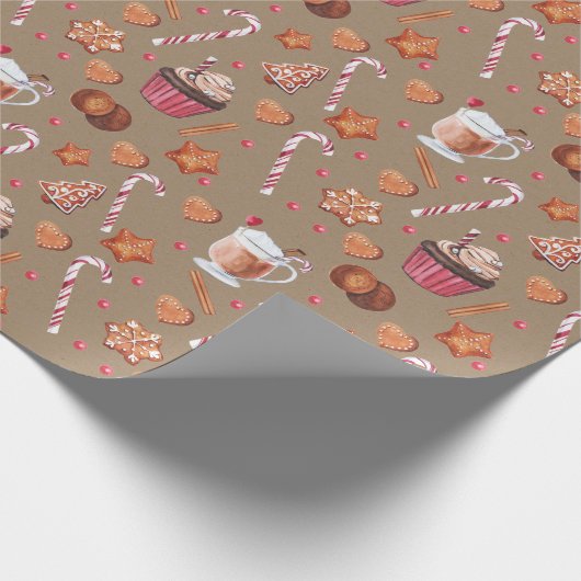 Rustic Kraft Cupcakes Cocoa Cookies & Candy Candes Cadeaupapier (Hoek)