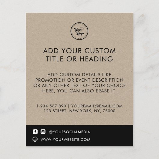 Rustic Kraft Custom Business Logo & Social Media Flyer (Achterkant)