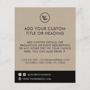 Rustic Kraft Custom Business Logo & Social Media Flyer