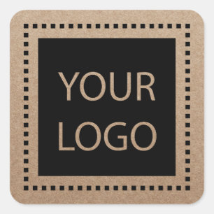 Rustic Kraft Custom Logo minimalist Vierkante Sticker