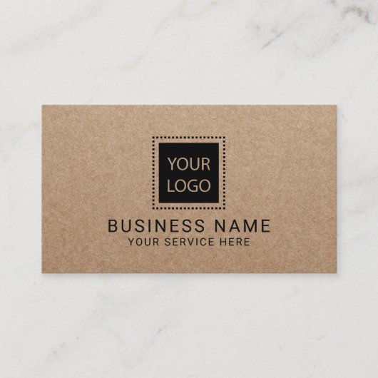 Rustic Kraft Custom Logo minimalist Visitekaartje (Voorkant)