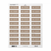 Rustic Kraft Custom Monogram Return Address Etiket (Full Sheet)