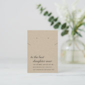 RUSTIC KRAFT DAUGHTER GIFT KETTING EARRING CARD PLAATSKAARTJE (Staand voorkant)