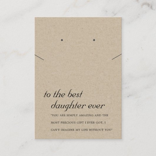 RUSTIC KRAFT DAUGHTER GIFT KETTING EARRING CARD PLAATSKAARTJE (Voorkant)