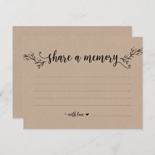 Rustic Kraft Deel een geheugenkaart Kaart (Voorkant / Achterkant)
