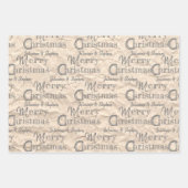 Rustic Kraft Distress Grey Font Merry Kerstmis Inpakpapier Vel (Voorkant 2)