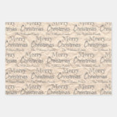 Rustic Kraft Distress Grey Font Merry Kerstmis Inpakpapier Vel (Voorkant)