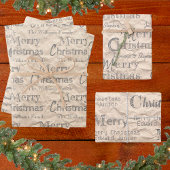 Rustic Kraft Distress Grey Font Merry Kerstmis Inpakpapier Vel