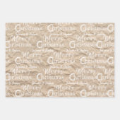 Rustic Kraft Distress White Font Merry Kerstmis Inpakpapier Vel (Voorkant 2)