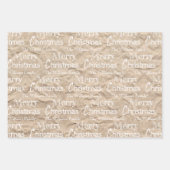 Rustic Kraft Distress White Font Merry Kerstmis Inpakpapier Vel (Voorkant)
