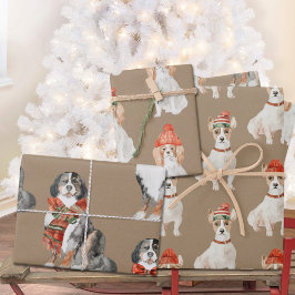 Rustic Kraft Dogs met kerstcadeaus Inpakpapier Vel