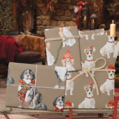 Rustic Kraft Dogs met kerstcadeaus Inpakpapier Vel