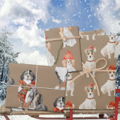 Rustic Kraft Dogs met kerstcadeaus Inpakpapier Vel
